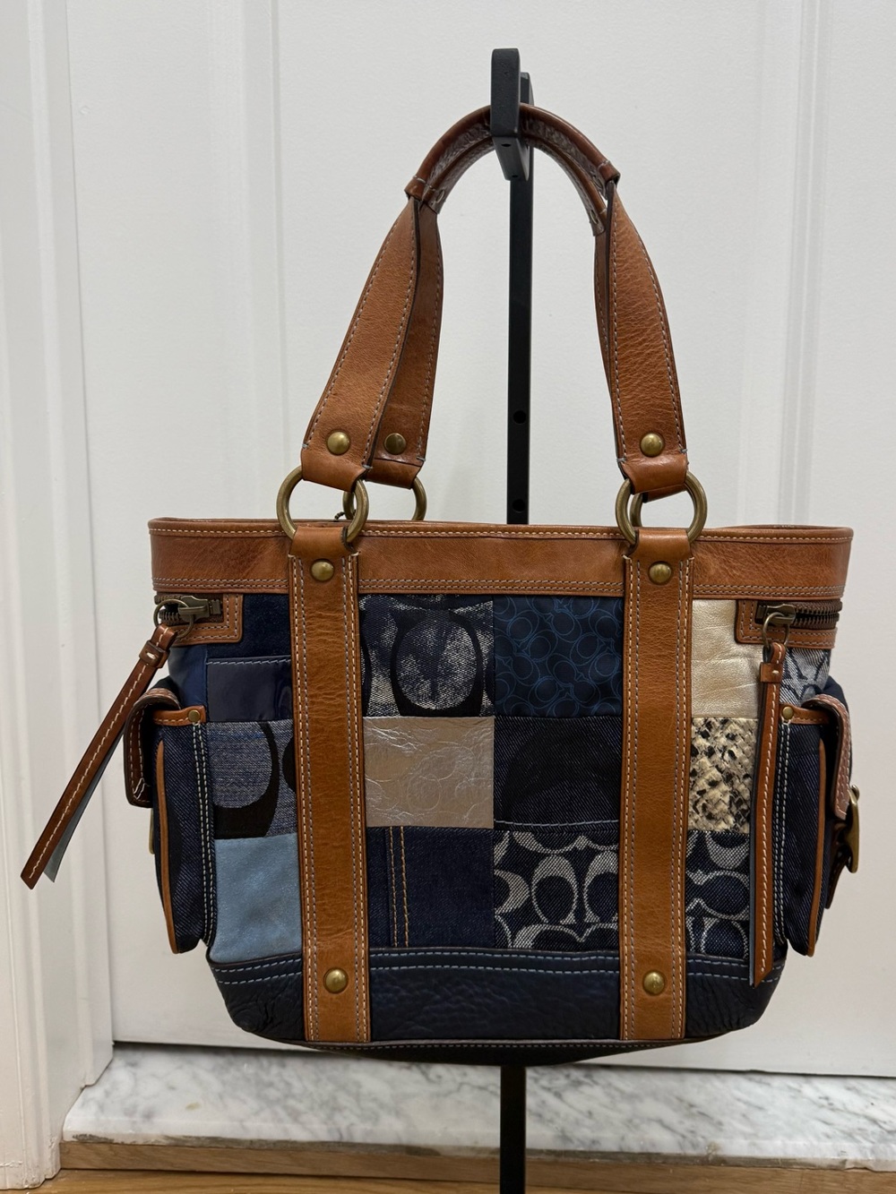 Coach Y2K Legacy Mosaic Denim Patchwork Carryall Tote